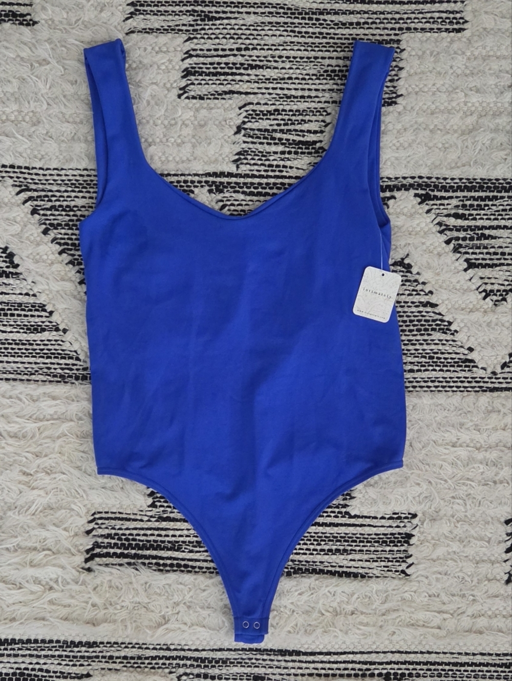 Free People Royal Blue Scoop Neck Bodysuit